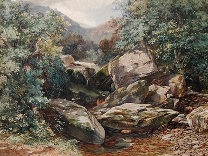Paul Jacob Naftel (BRITISH, 1817-1891) R. W. S. Wa: Paul Jacob Naftel (BRITISH, 1817-1891) R. W. S. Watercolor, "Stones of the Dyn" Chelsea S.W., 23-1/2" x 31"