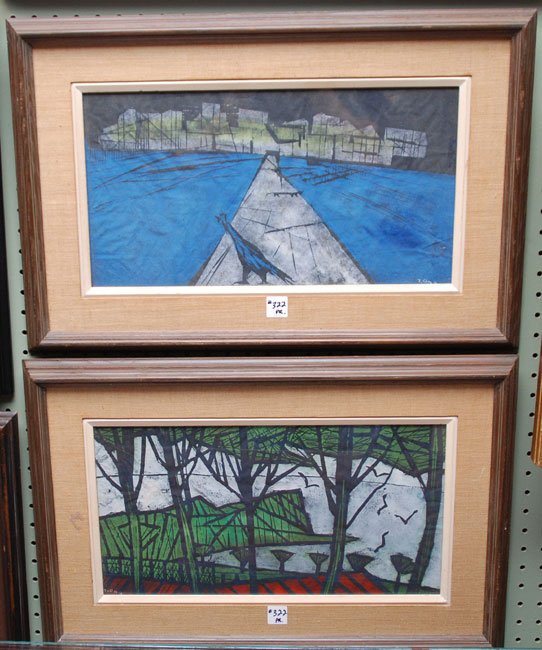 Tadashige Ono (JAPANESE, 1909-1990) Pr. Wood block: Tadashige Ono (JAPANESE, 1909-1990) Pr. Wood block prints, 9-1/2in. X 17in. Sight