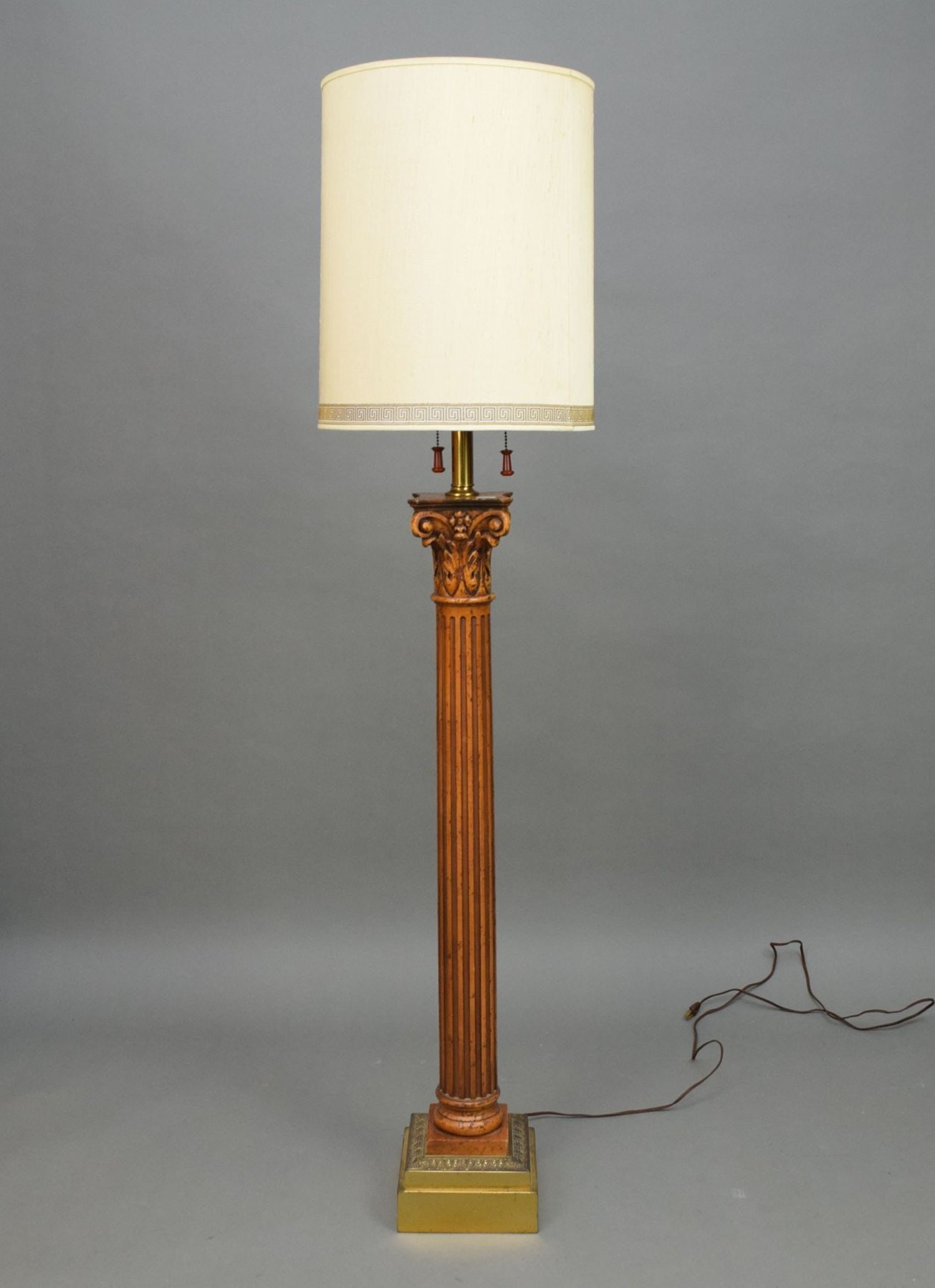 Classical Style Column Floor Lamp on Brass Stepped Base, 61"H (1 of 5)