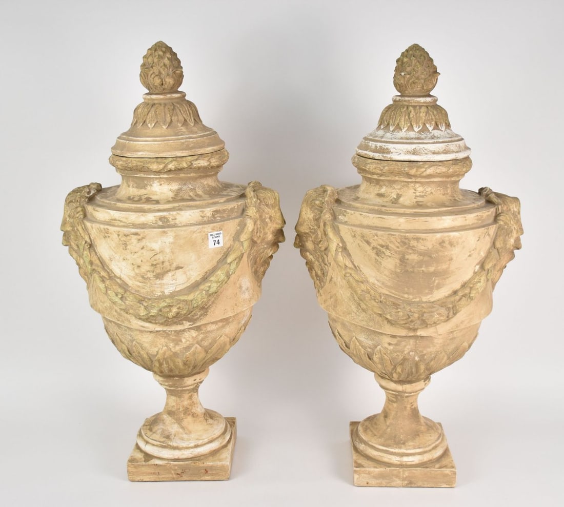 Decorative Covered Urns in a Classical Motif, 31"h x 14"w (1 of 7)
