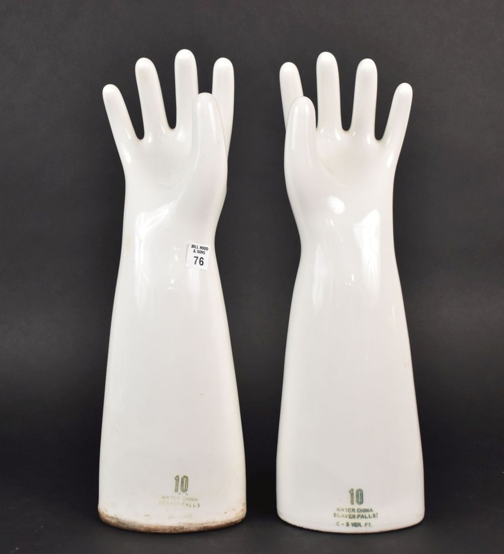 Pair Vintage Ceramic Glove Molds, 19"h: Pair Vintage Ceramic Glove Molds, 19"h