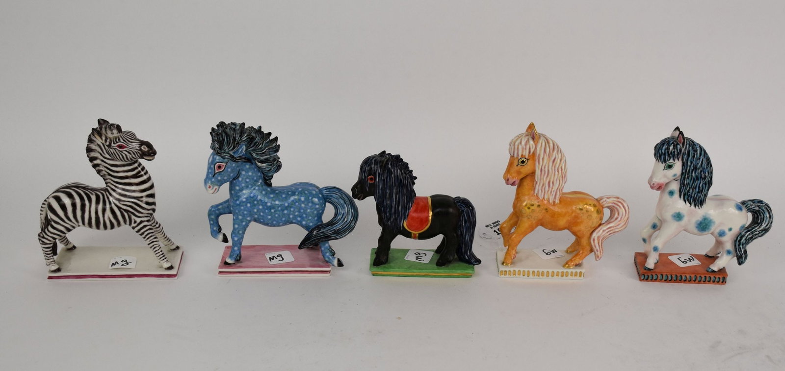 5 Nymphenburg Vintage Horses and Zebra, tallest 7"h x 5"w: 5 Nymphenburg Vintage Horses and Zebra, tallest 7"h x 5"w