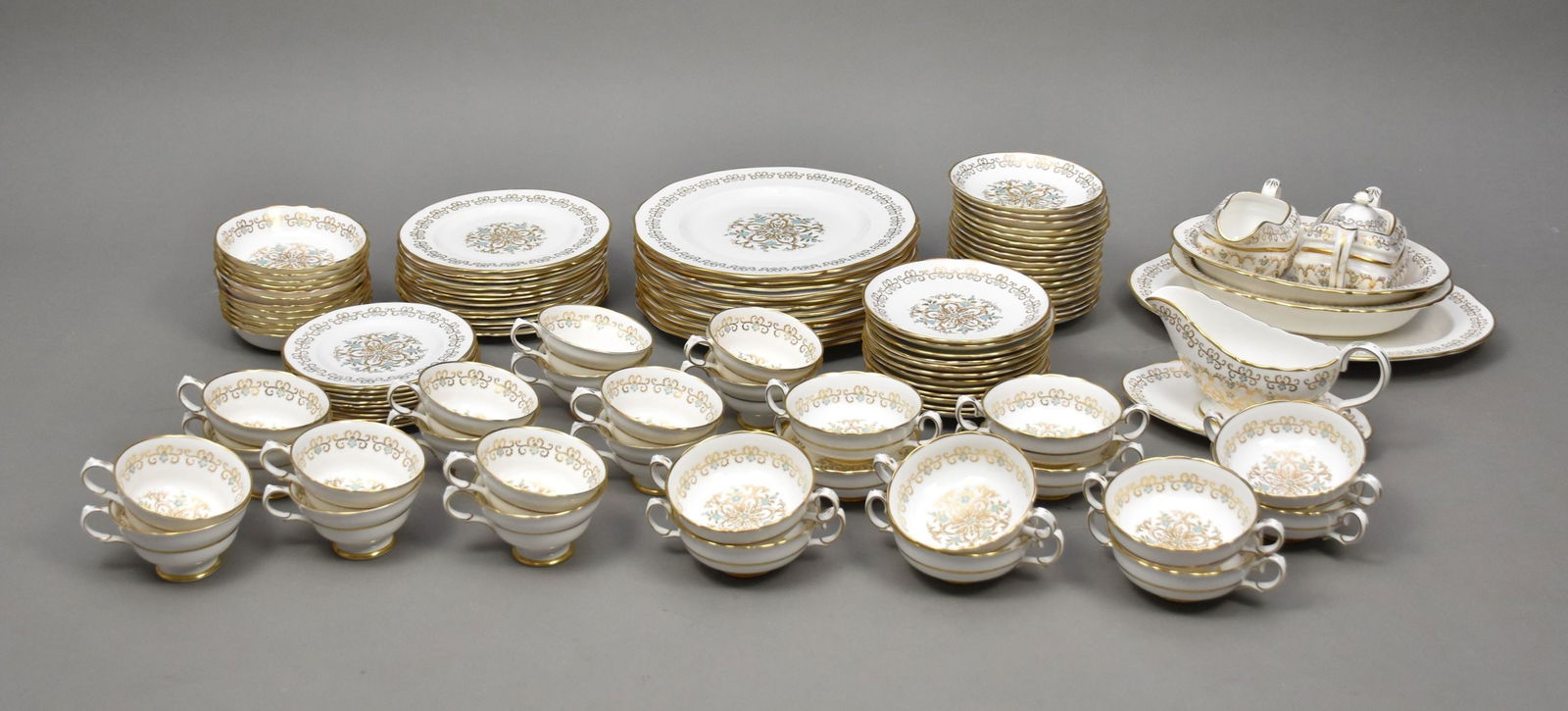 Grosvenor Porcelain Dinner Set, "Mildred Louise", incl;  12 Dinner Plates, 12 Salad/Dessert Plates, (1 of 8)