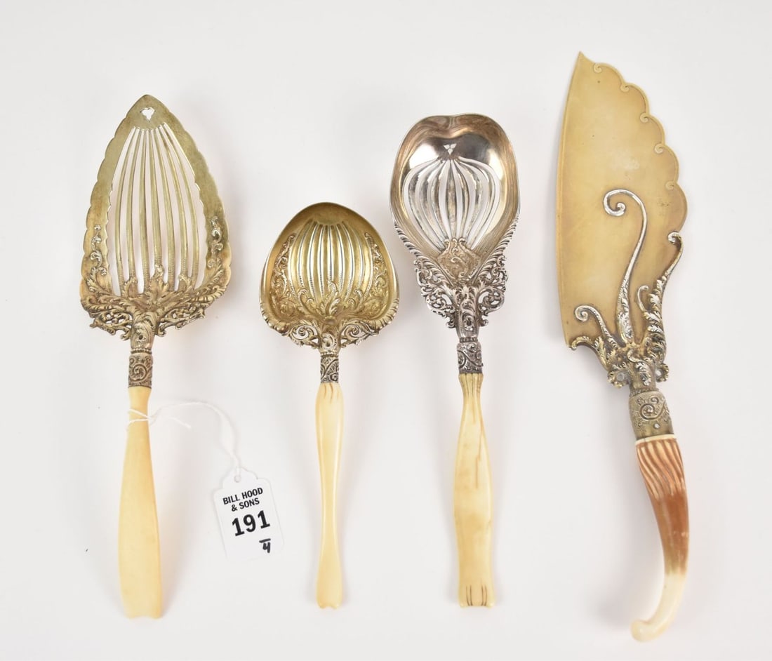 Charles Osborne, 19th Cen. Whiting Sterling #2888 Four Serving Pieces - C. 1890. Whiting: Charles Osborne, 19th Cen. Whiting Sterling #2888 Four Serving Pieces - C. 1890. Whiting Manufacturing Co. (New York); Pattern #2888 designed by Charles Osborne (1847-1920). Set includes: Pierced Pie 