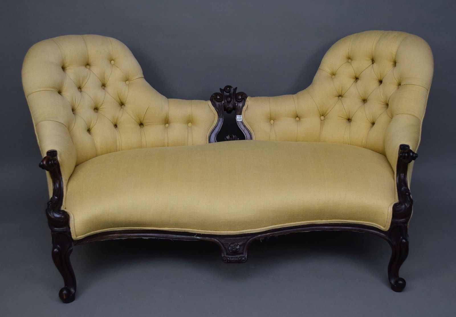 Victorian Carved Frame Sofa with Tufted Upholstery, 22"h x 62"w (1 of 5)