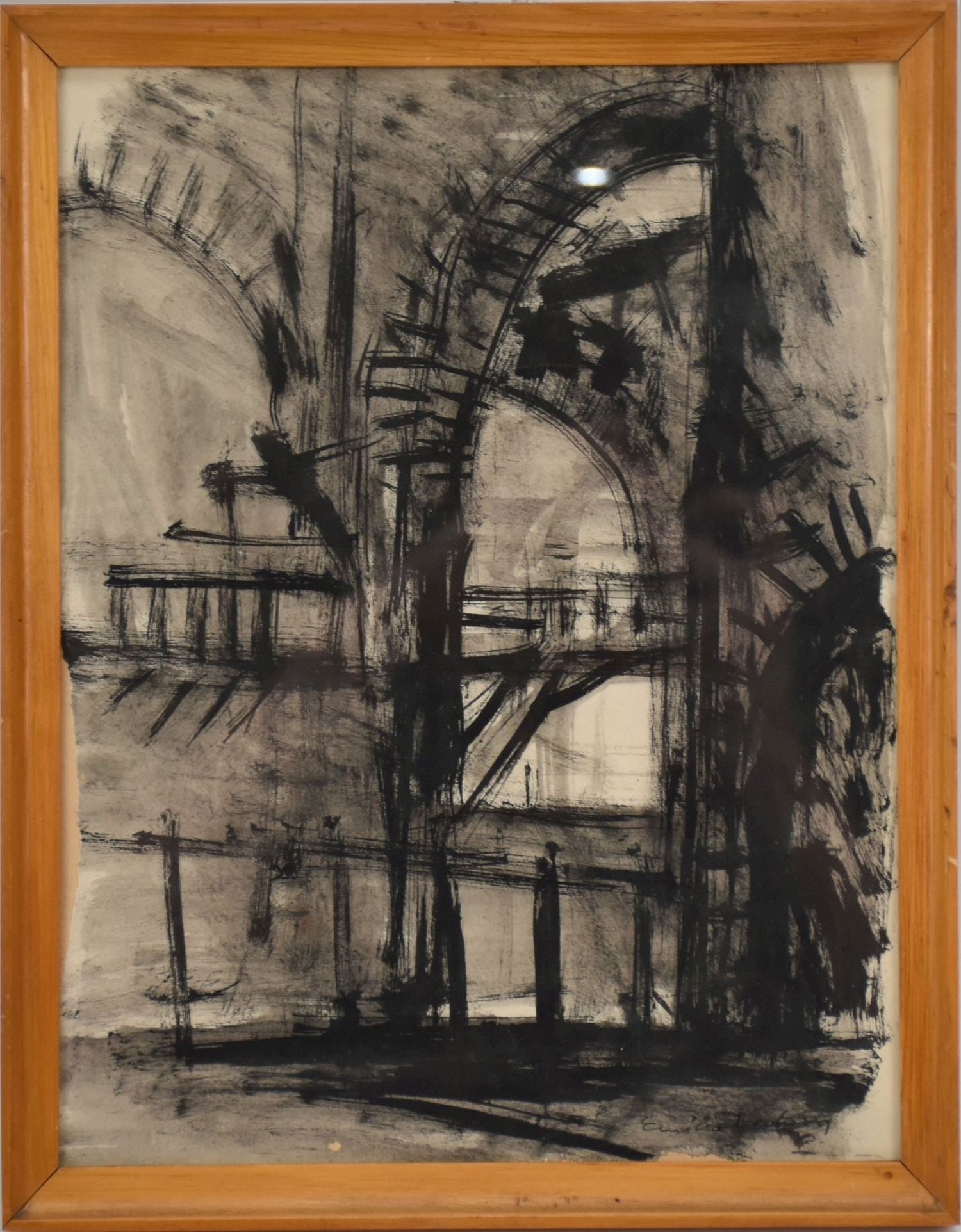 Emilio Vedova (Italian 1919-2006), attrib. Interior Structure, Ink and Wash on Paper, Signed Emilio (1 of 4)
