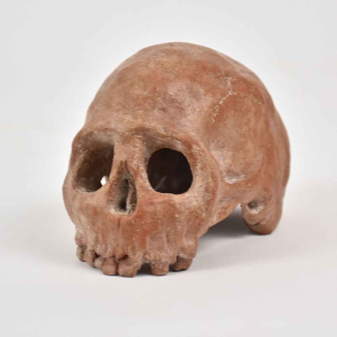 Antique Italian Terra Cotta Memento Mori Skull, Measures 4 X 5.5 X 3 In.: Antique Italian Terra Cotta Memento Mori Skull, Measures 4 X 5.5 X 3 In.