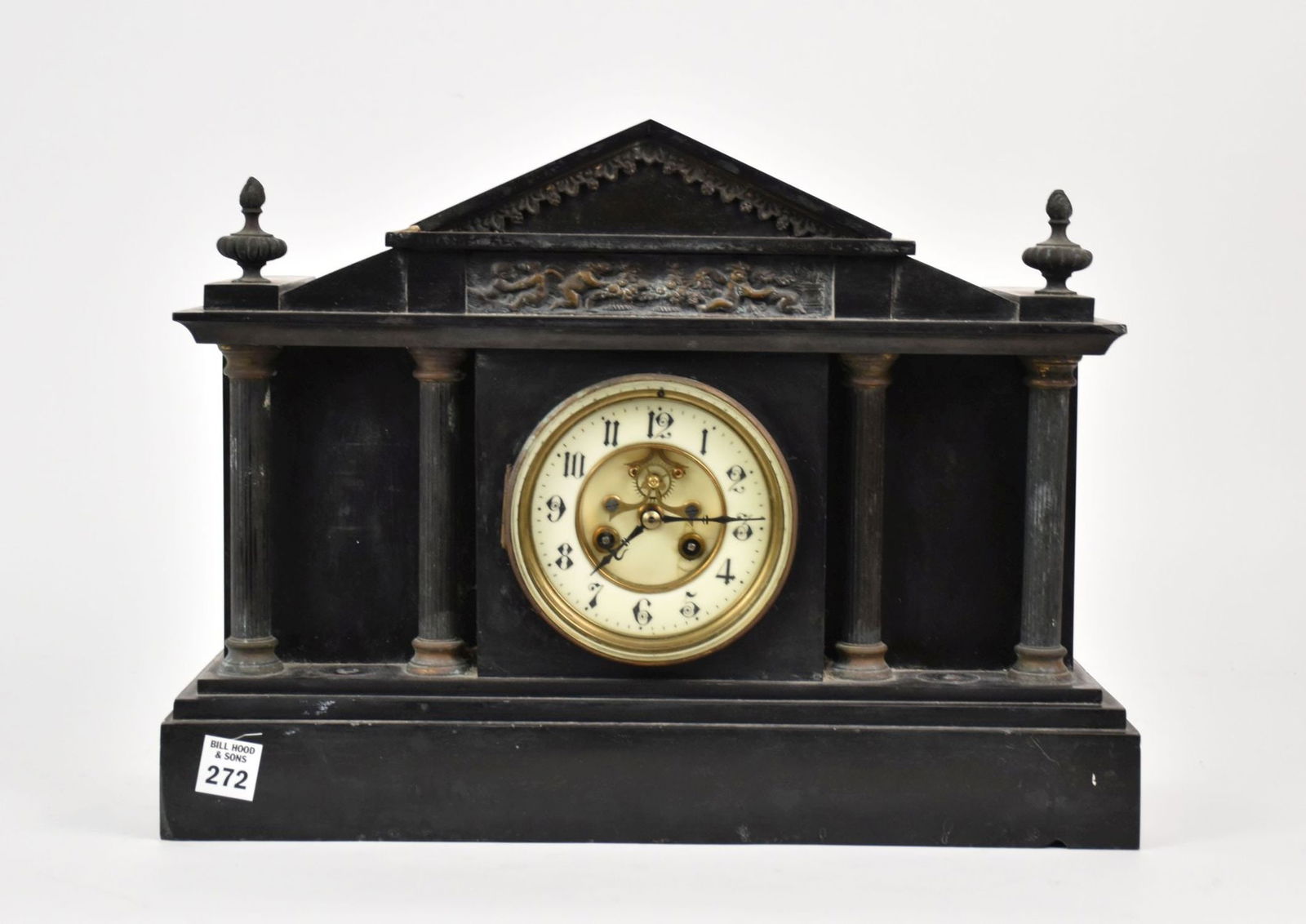 Black Marble, Circa 1900, Mantle Clock, 13"h x 17 1 /2"w x 6"d (1 of 6)