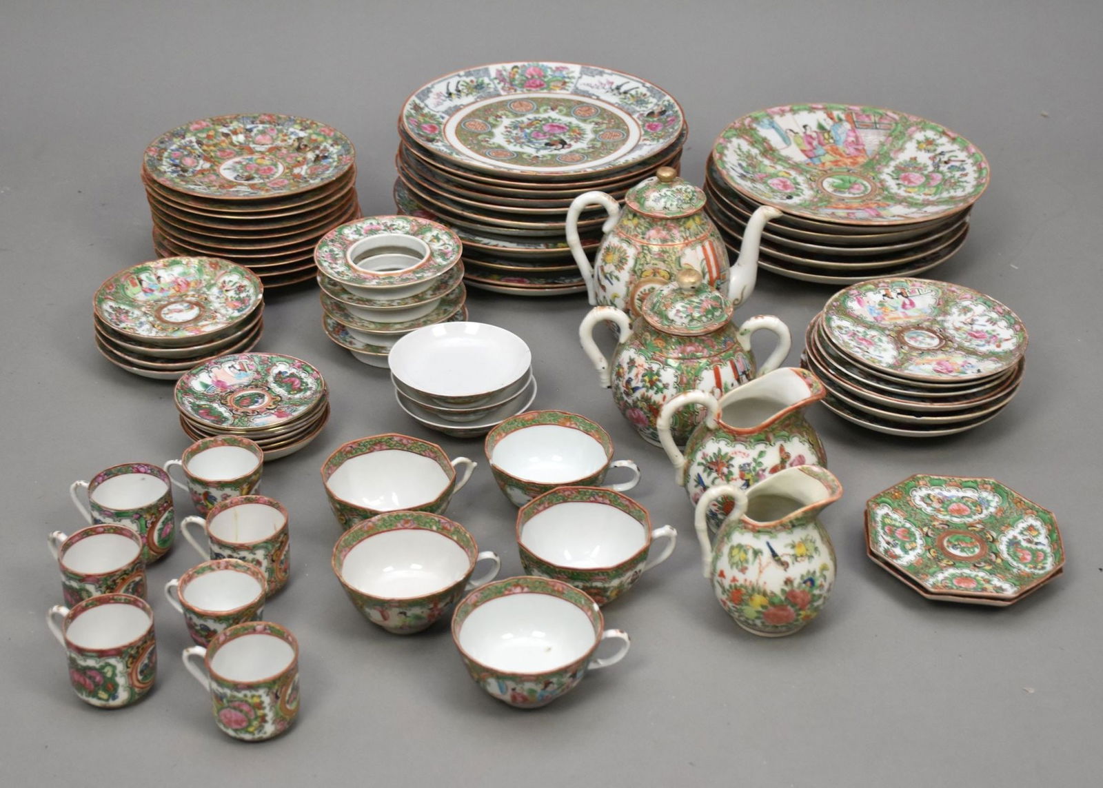 Approx. 61 pcs. Assorted Rose Medallion including 4pc. Tea Set (8pcs. With hairlines/chips) (1 of 10)