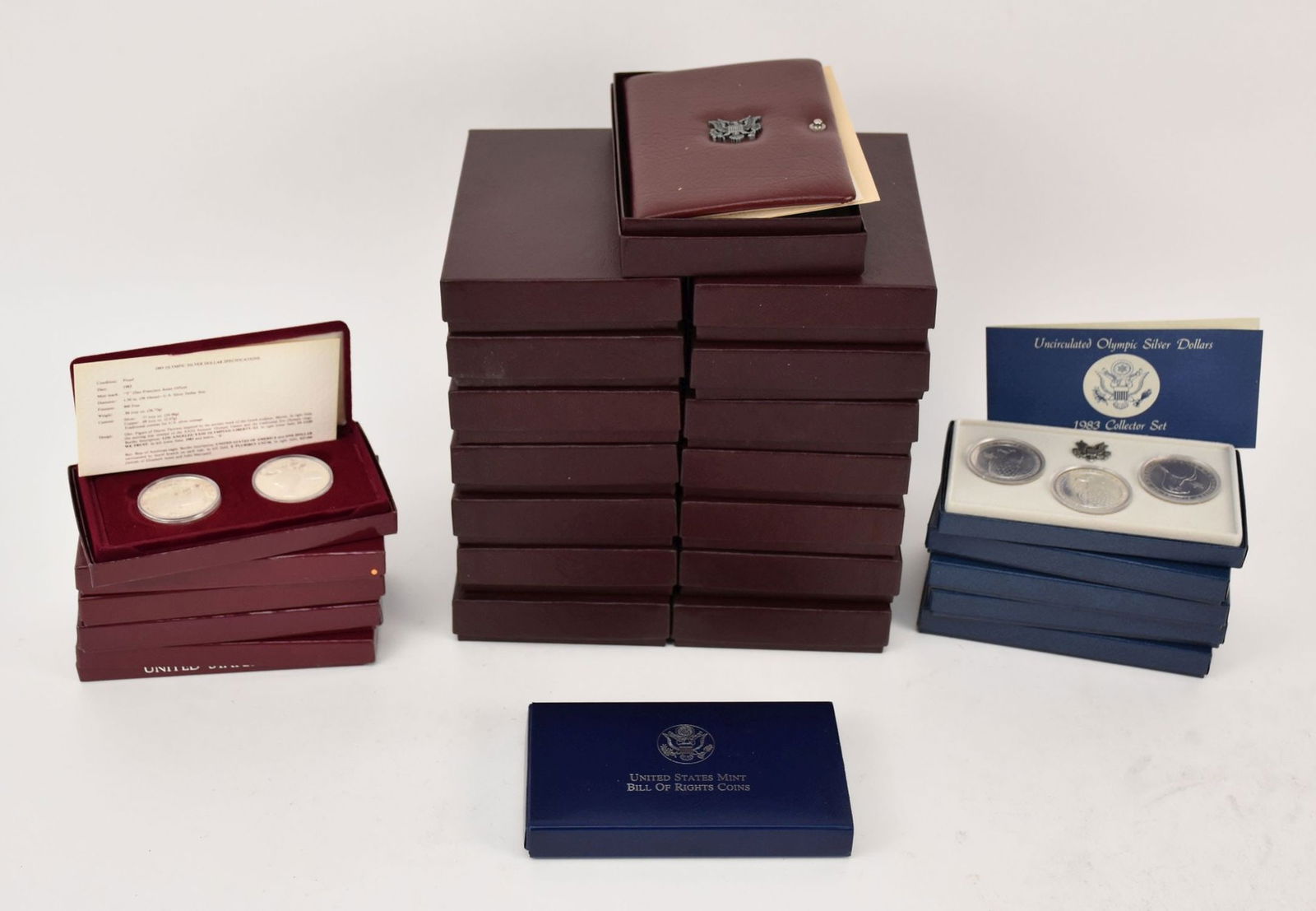 Silver Coin Sets lot. 5 1983 S Proof Olympic Silver Dollar 2 Coin Set US Mint Box COA, 5 1983 (1 of 4)