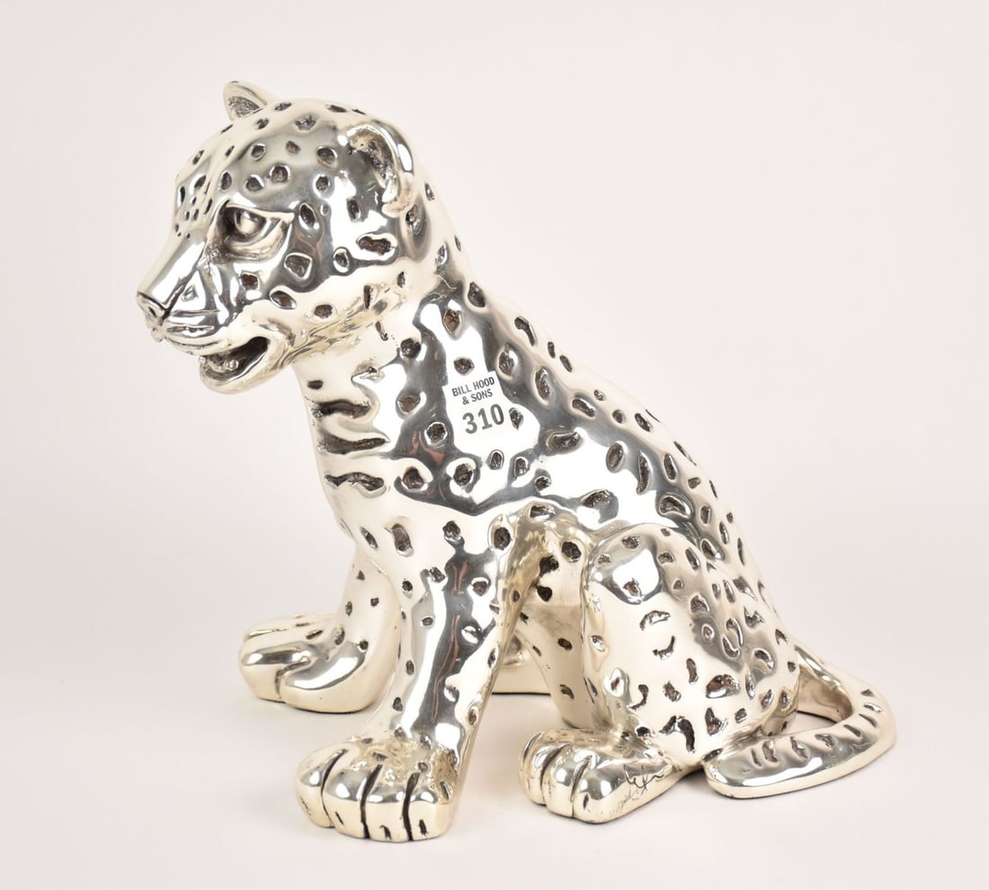 D'Argenta Ricardo del Rio Silverplate Leopard Cub Sculpture - Mexico. D'Argenta  Silver Leopard (1 of 6)