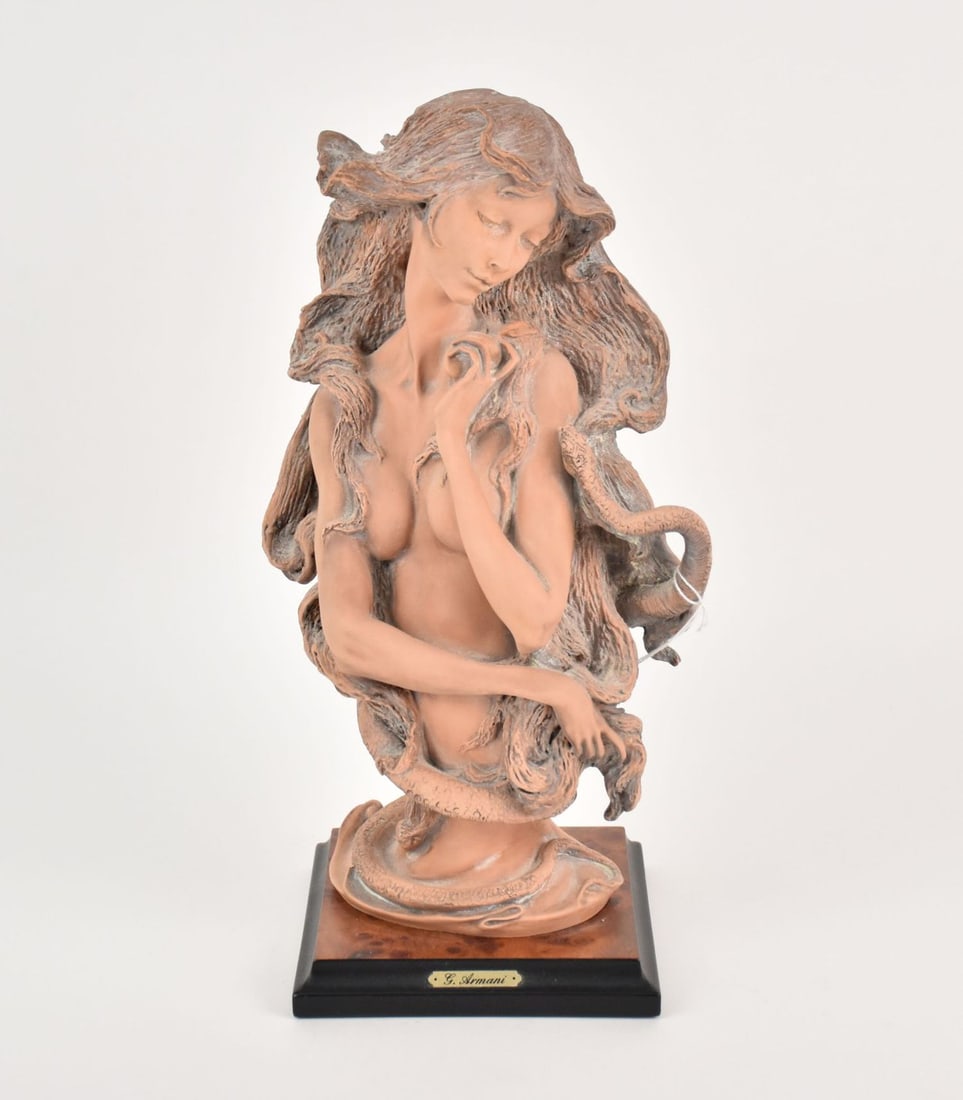 Signed Limited Edition Giuseppe Armani "Eve's Bust" 590T - Giuseppe Armani Figurine #590, "T": Signed Limited Edition Giuseppe Armani "Eve's Bust" 590T - Giuseppe Armani Figurine #590, "T" finish. Made in Italy. An allegorical bust of Eve with serpent coiled around her and an apple in her hand.