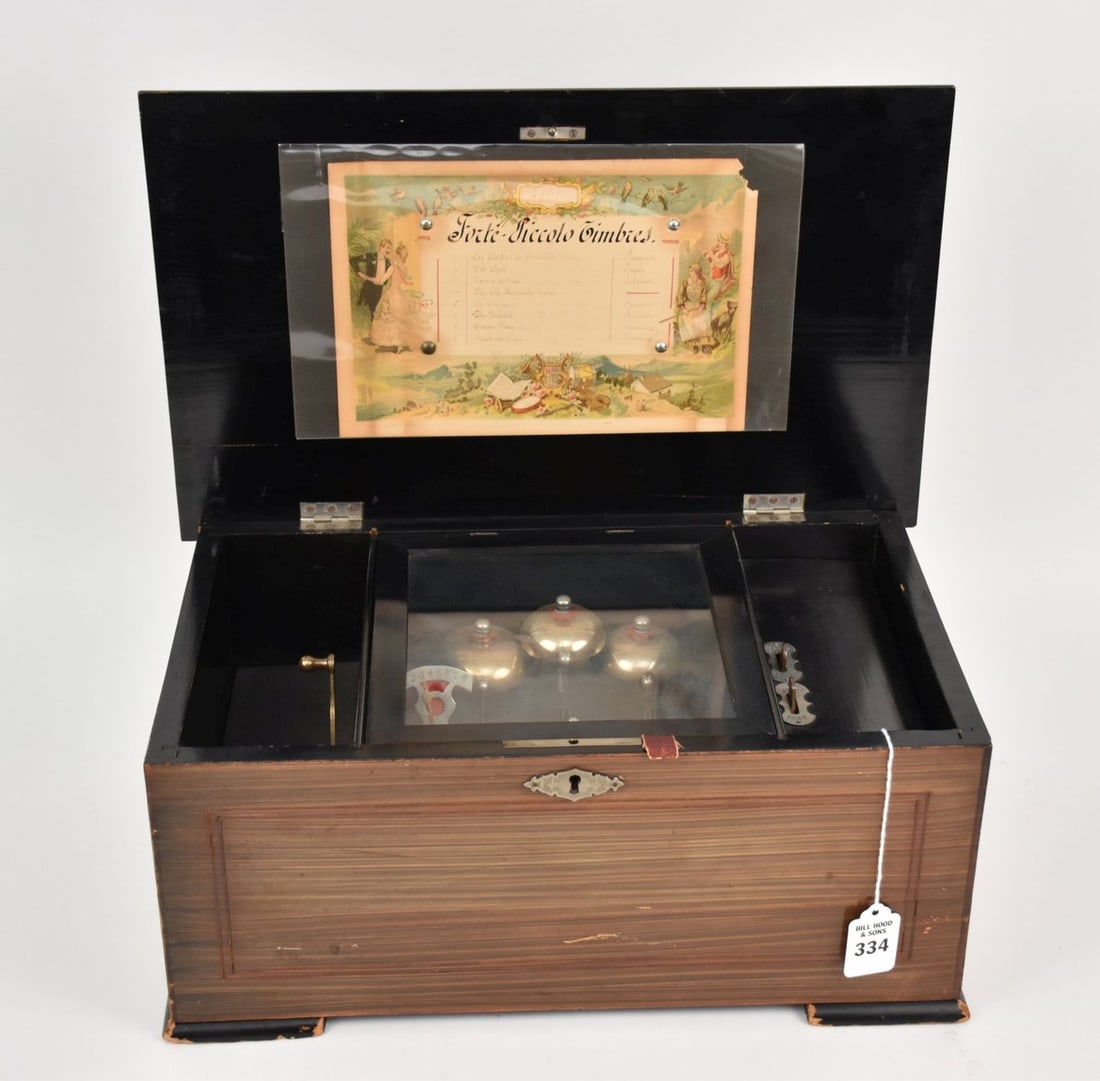 Antique Swiss Cylinder Music Box, 8 Airs - An antique large music box. "Forte-Piccolo Timbres". (1 of 7)