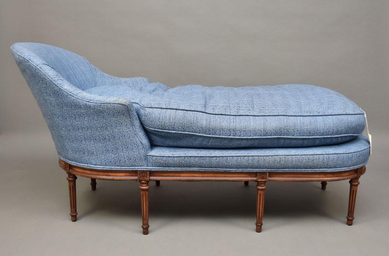 Chaise Lounge, Single Down Cushion, Blue Upholstery: Chaise Lounge, Single Down Cushion, Blue Upholstery