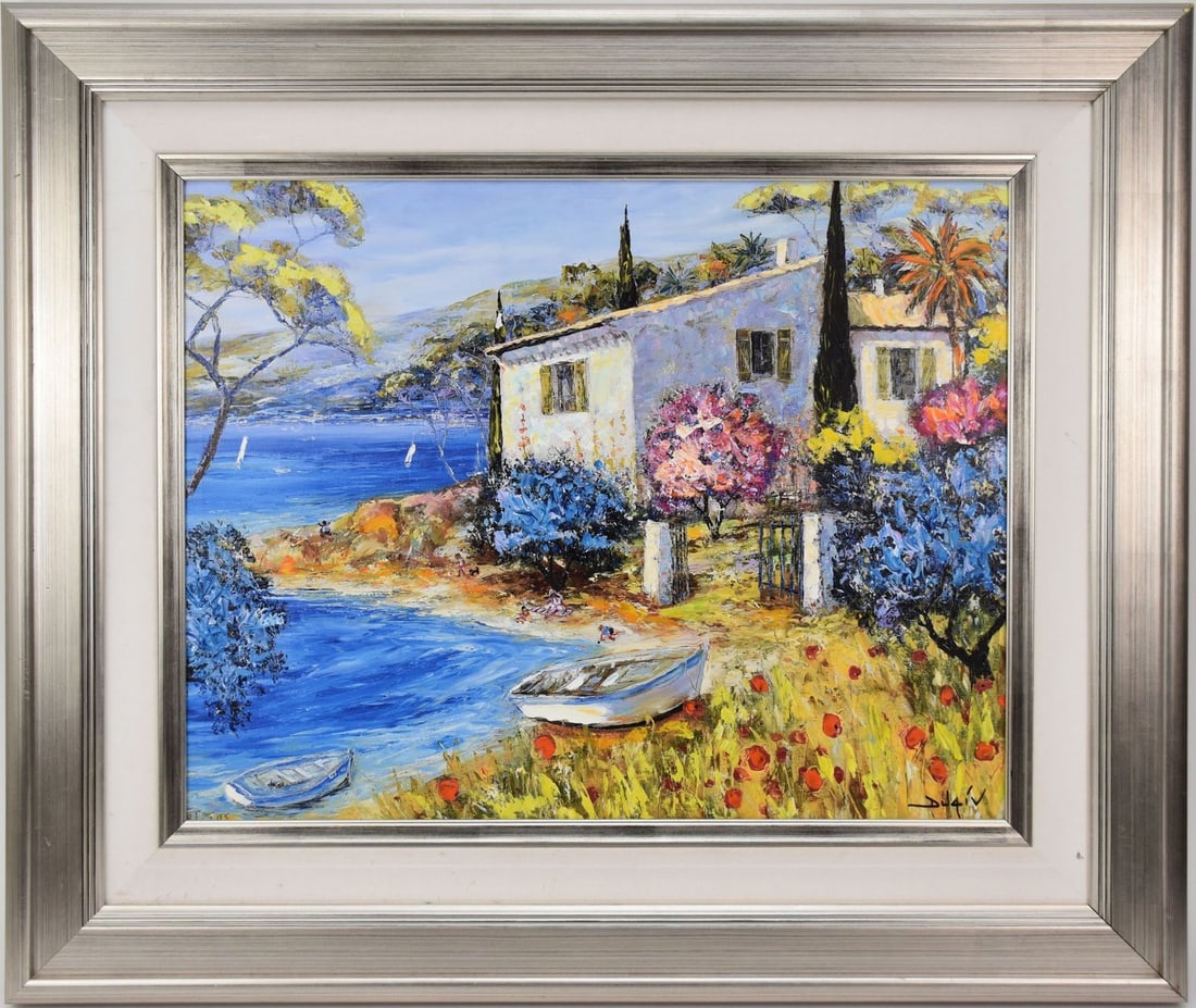 Duaiv (French / American, b.1952) - Costal House, hand embellished Serigraph, 21/295. 24 x 30 (1 of 7)