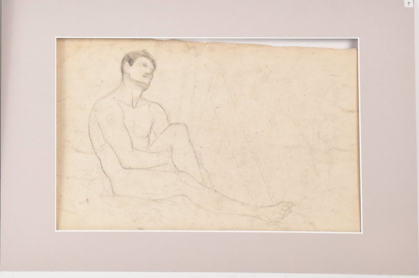 Odoardo Fantacchiotti (Italian 1811-1877) Preparatory Sketch for A Sculpture, Nude Roman Centurion,: Odoardo Fantacchiotti (Italian 1811-1877) Preparatory Sketch for A Sculpture, Nude Roman Centurion, Pencil, And Charcoal on Paper, Double Sided, Signed O. Fantacchiotti, Image Size 11.75 X 18.75 Inf