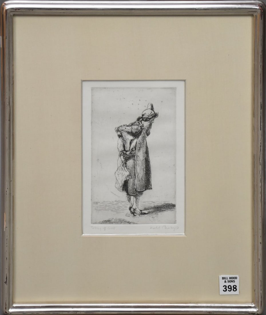Isabel Bishop etching â€œtaking off coatâ€ image size 4 Â½ x 7 Â¼ inches  pencil signed overall (1 of 6)