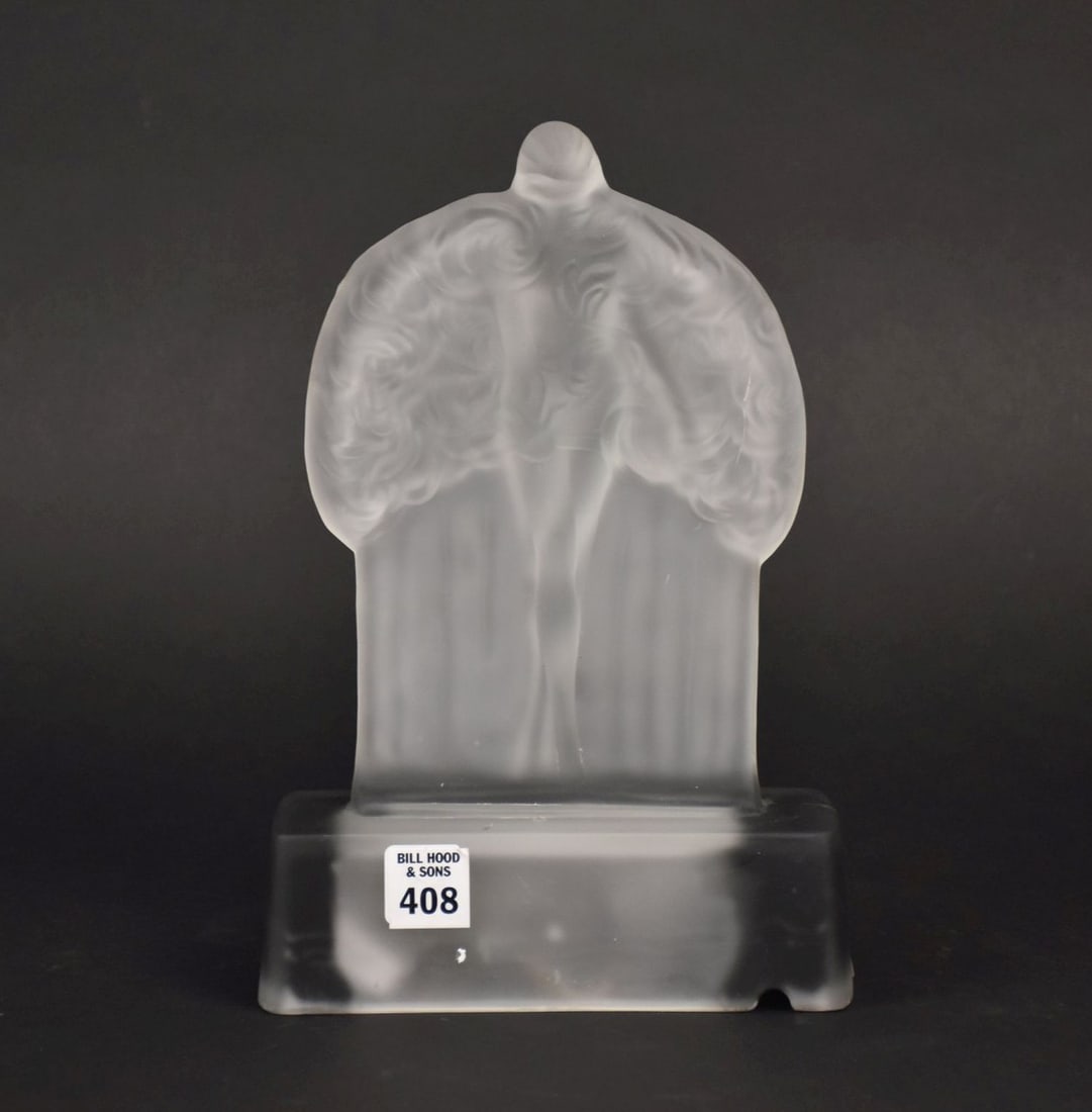 Deco-style Nude Frosted Glass Lamp Shade - A frosted glass lamp shade, modeled after Frankart model: Deco-style Nude Frosted Glass Lamp Shade - A frosted glass lamp shade, modeled after Frankart model L239 table lamp. Lamp light and cord included but not attached to lamp shade. 11 1/4" h x 7 1/4" w x