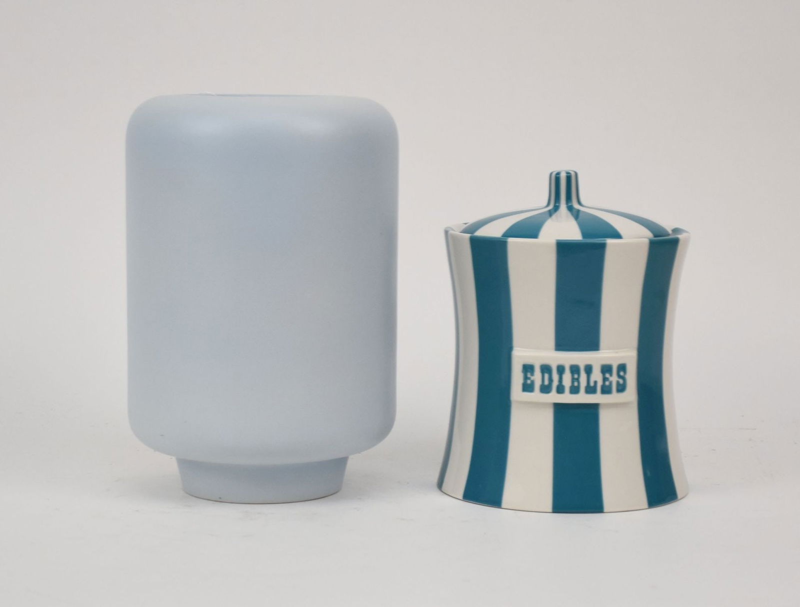 Jonathan Adler Vice Jar & Gucci Pottery Vase - A Gucci Modernist cylindrical pottery vase, gray-blue (1 of 7)