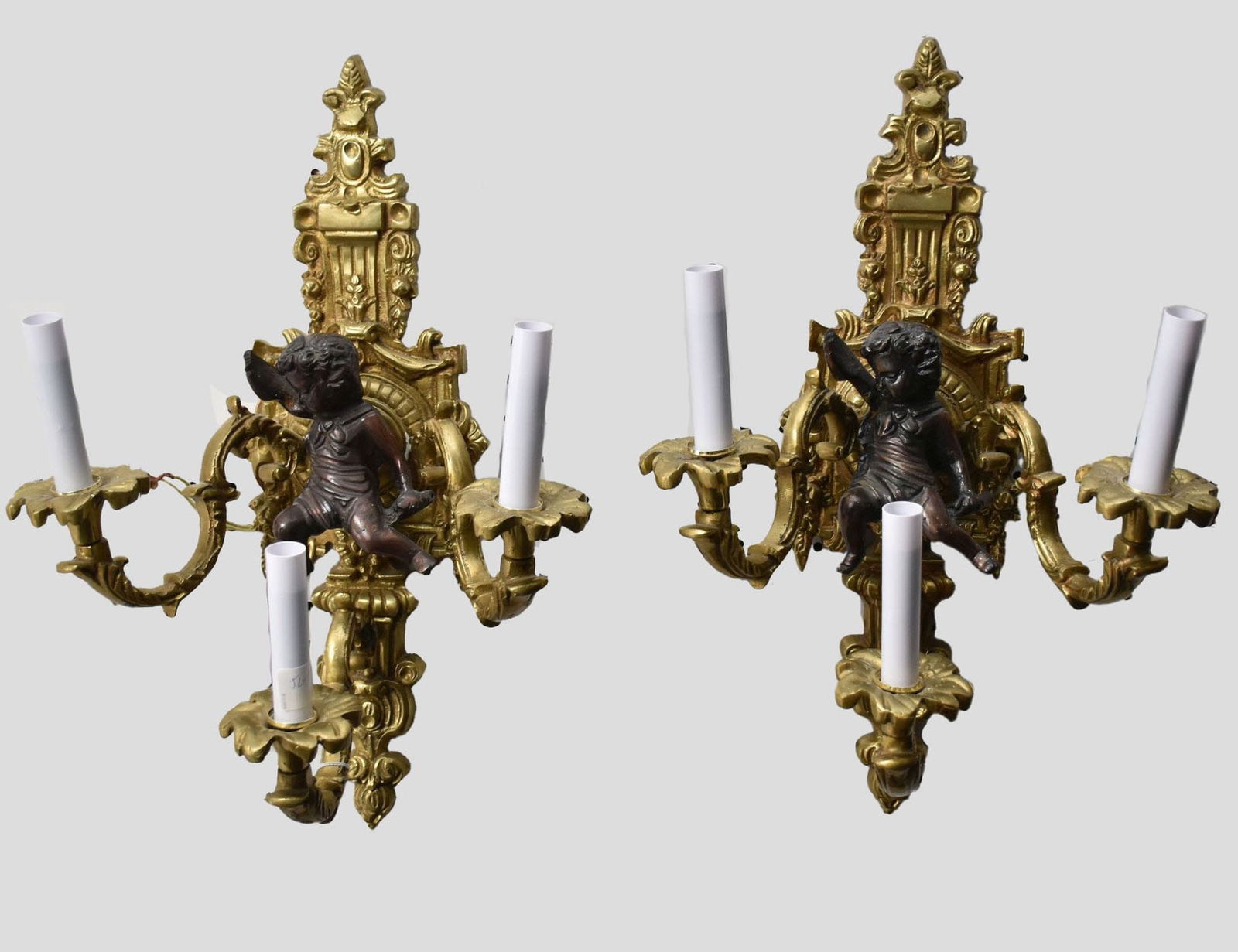 Bronze 3 light wall sconces French style, 20 inches 13 inches (1 of 5)