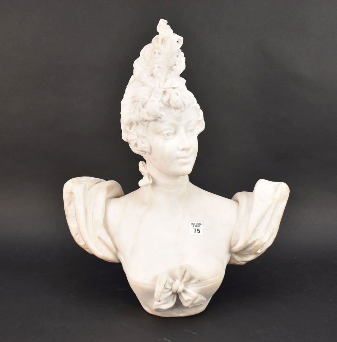 Fancy Marble Female Bust, Signed, 20"h x 16"w (1 of 7)