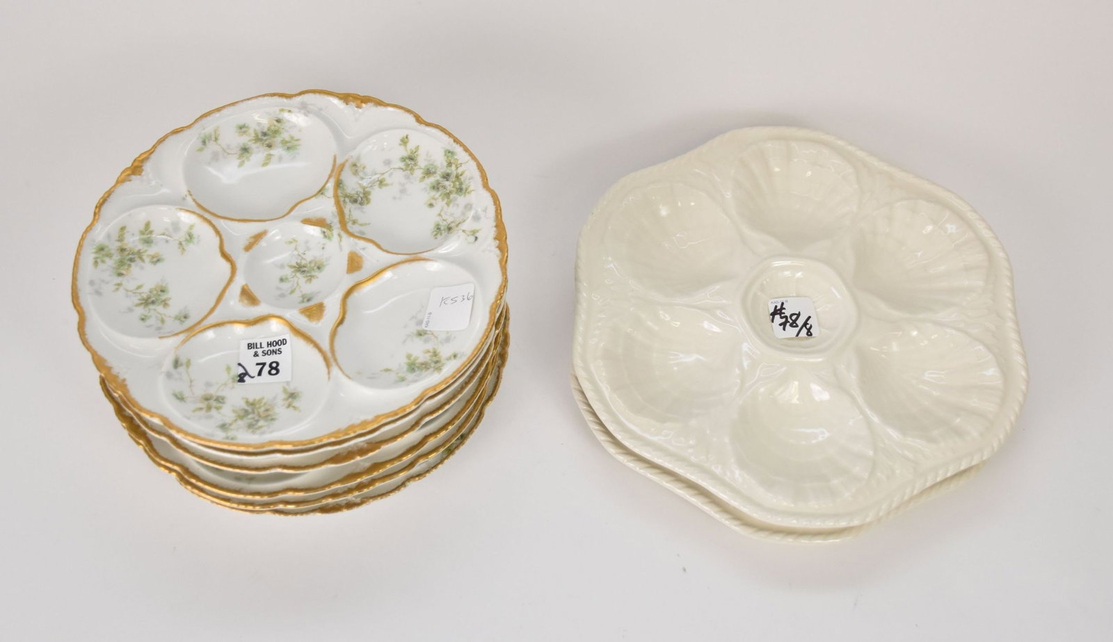 6 Theodore Haviland Oyster Plates, Floral Sprigs (8 1/2"dia) AND 2 Ceramic Portugal Oyster Plates (1 of 5)
