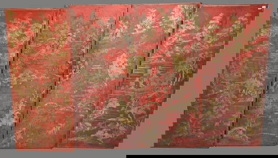 Chinese Panels/ Red Screens With Gilded Accents, Each Panel is 22 1/2"w: Chinese Panels/ Red Screens With Gilded Accents, Each Panel is 22 1/2"w