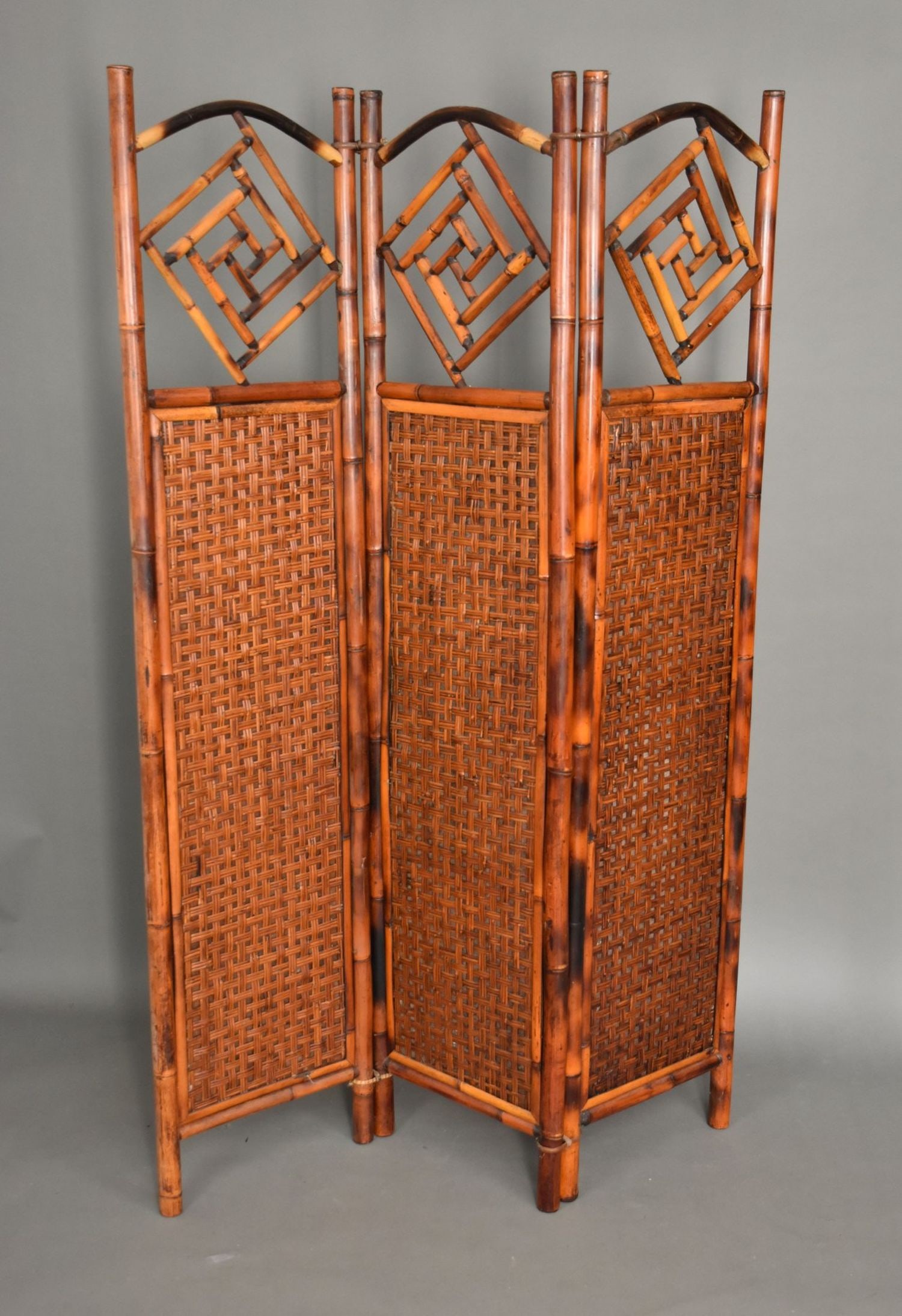 Vintage Rattan on 3 Panel Screen, 72"h x 17" Panels (1 of 4)