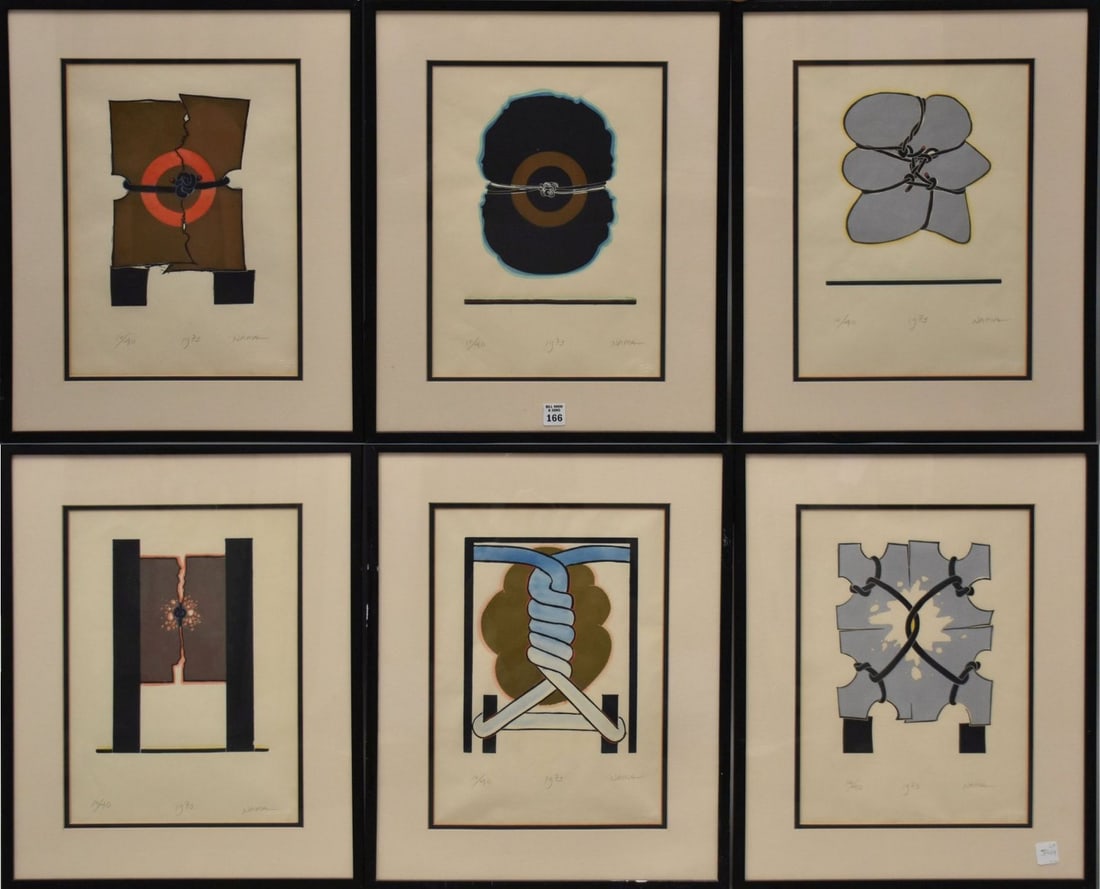 George Nama - 6 lithograph pieces, numbered 10/40, 1973, frame size approx. 20 3/4 x 16 3/4. (1 of 17)