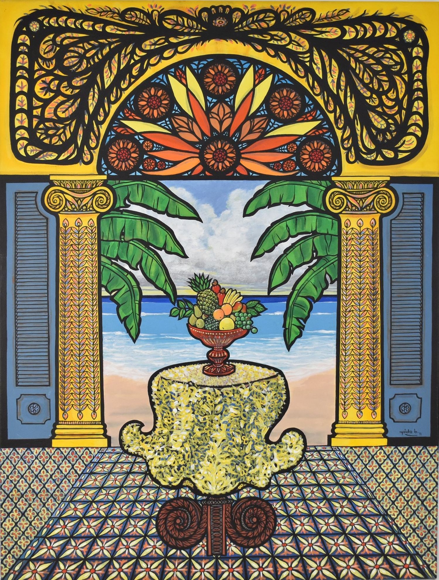 GUIDO BETANCOURT (Cuban 20th Century) Window to the Sea, oil on canvas, 30 x 40 inches: GUIDO BETANCOURT (Cuban 20th Century) Window to the Sea, oil on canvas, 30 x 40 inches