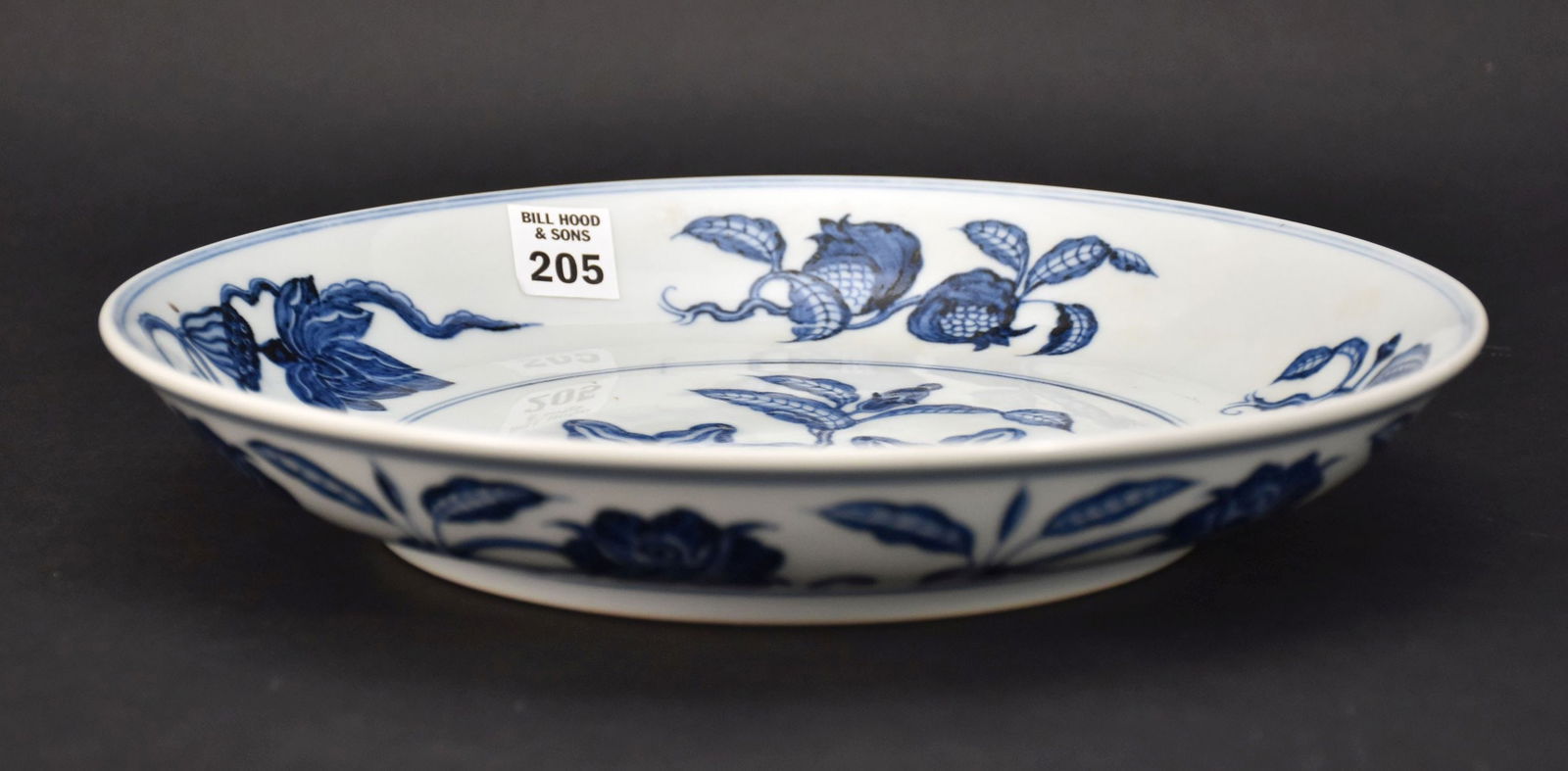 Chinese Blue & White Porcelain Bowl, Hongxi Mark - A large shallow porcelain bowl with underglaze (1 of 5)
