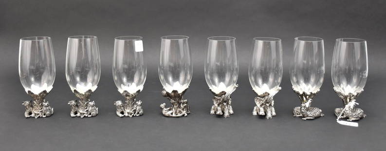 8 Arthur Court Figural Animal Goblets, 7 5/8"h: 8 Arthur Court Figural Animal Goblets, 7 5/8"h