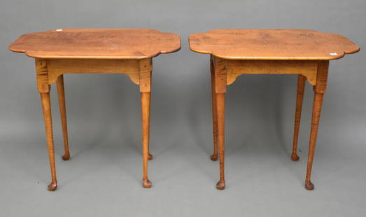 Pair Queen Anne Style Maple Tea Tables, Custom Bench Pieces: Pair Queen Anne Style Maple Tea Tables, Custom Bench Pieces