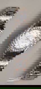 Ladies 18K White Gold 1995 Rolex Oyster Perpetual date just Diamond Bezel. 29 jewel movement and: Ladies 18K White Gold 1995 Rolex Oyster Perpetual date just Diamond Bezel. 29 jewel movement and synthetic sapphire crystal 10 paved brilliant diamonds on dial and 32 F-G SI1 .07 diamonds bezel serial