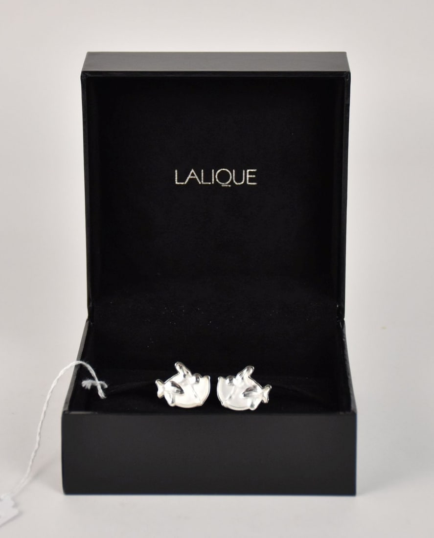 Lalique Mascots Cufflinks Archer. Size 1" wide with original box: Lalique Mascots Cufflinks Archer. Size 1" wide with original box