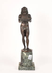 Neoclassical Egyptian revival Bronze Pharaoh on marble stand 16??h x 4 1/4"w x 4 1/4"d: Neoclassical Egyptian revival Bronze Pharaoh on marble stand 16”h x 4 1/4"w x 4 1/4"d