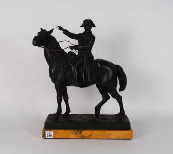 Metal sculpture of Napoleon on Horseback Signed Cartier on side 17??h x 13?? w x 6"d: Metal sculpture of Napoleon on Horseback Signed Cartier on side 17&rdquo;h x 13&rdquo; w x 6"d