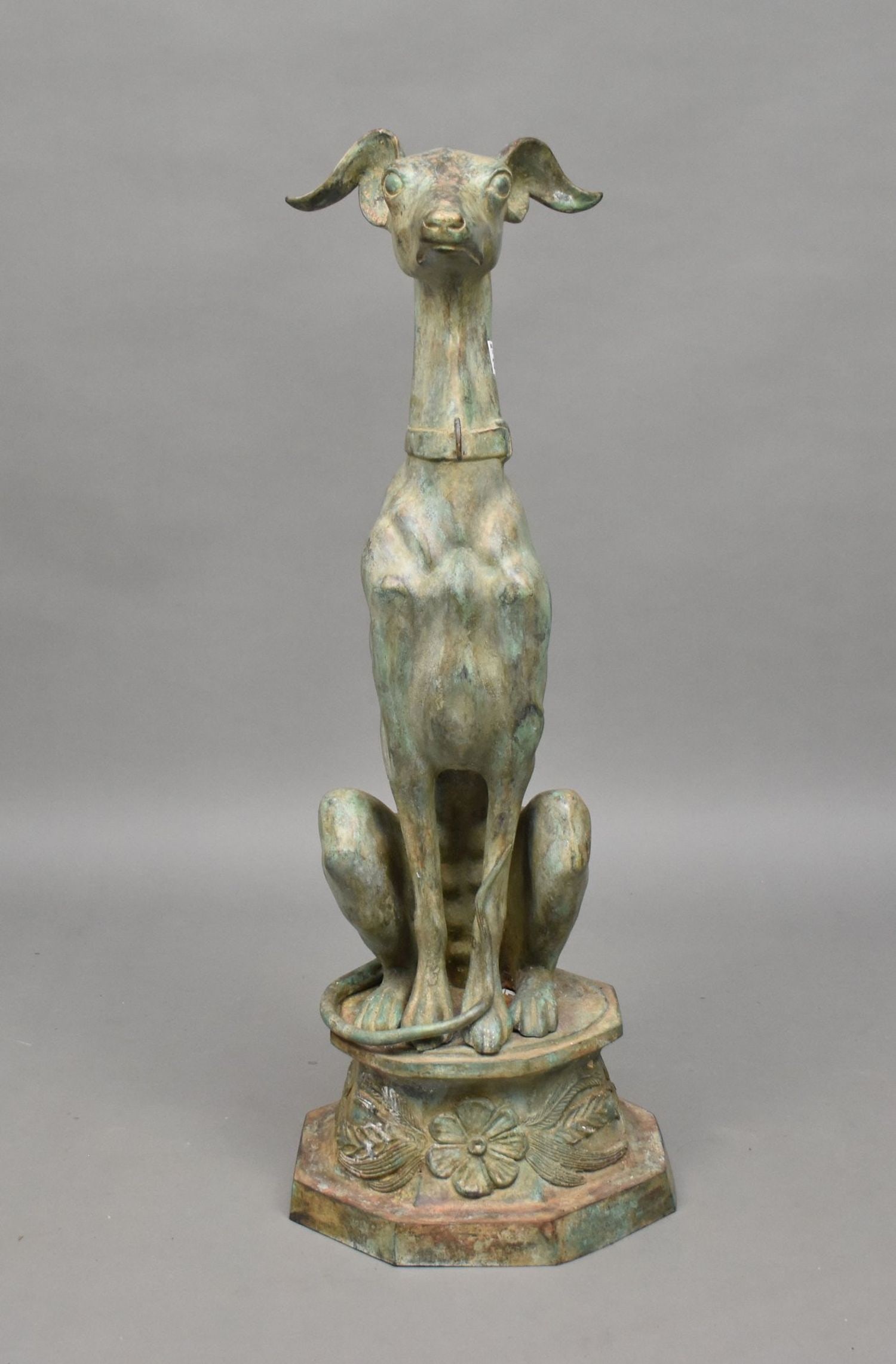 Patinated bronze whippet 33"h x 12"w x 12"d (1 of 4)