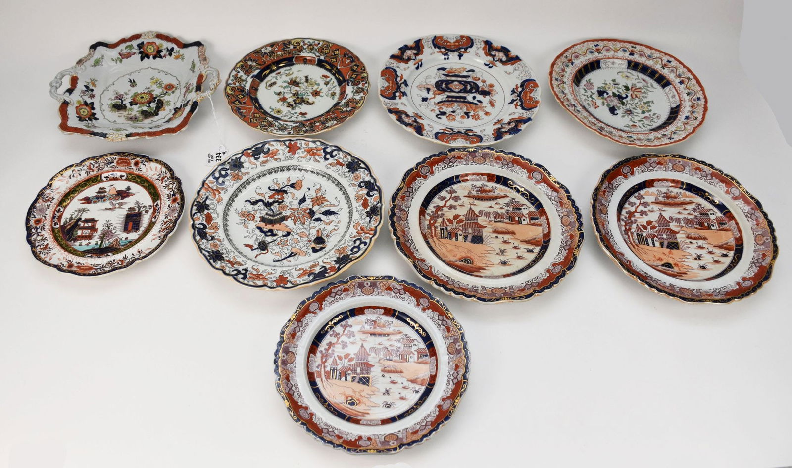 Lot of 9 Assorted Early/19th c. Mason's Ironstone Plates (Mostly 10"dia) (1 of 18)