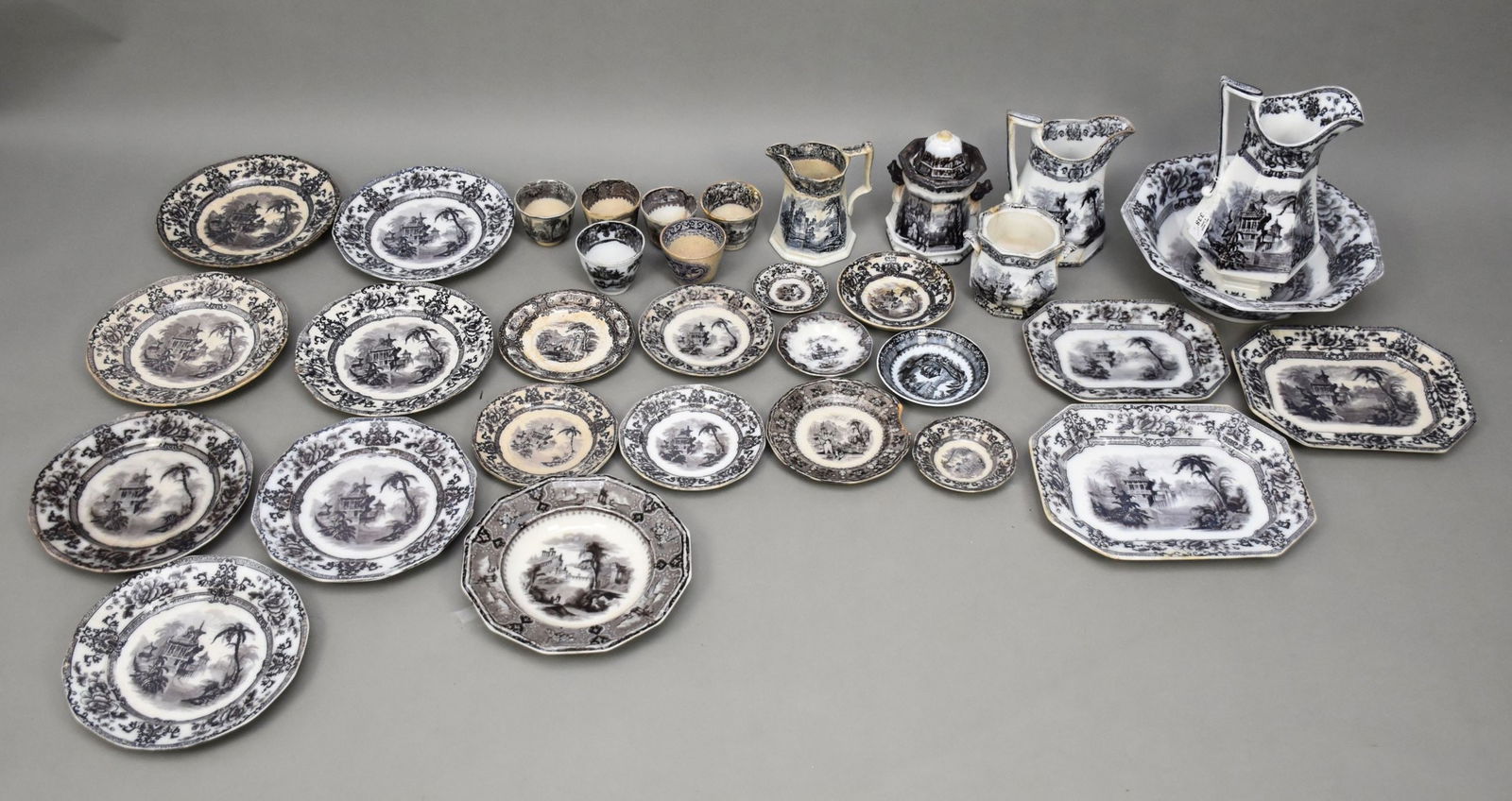 Ironstone, 19thc, incl; 8 Plates (10 1/2"dia), Mostly Cypress Davenport, 10 Assorted  Plates, 3 (1 of 9)