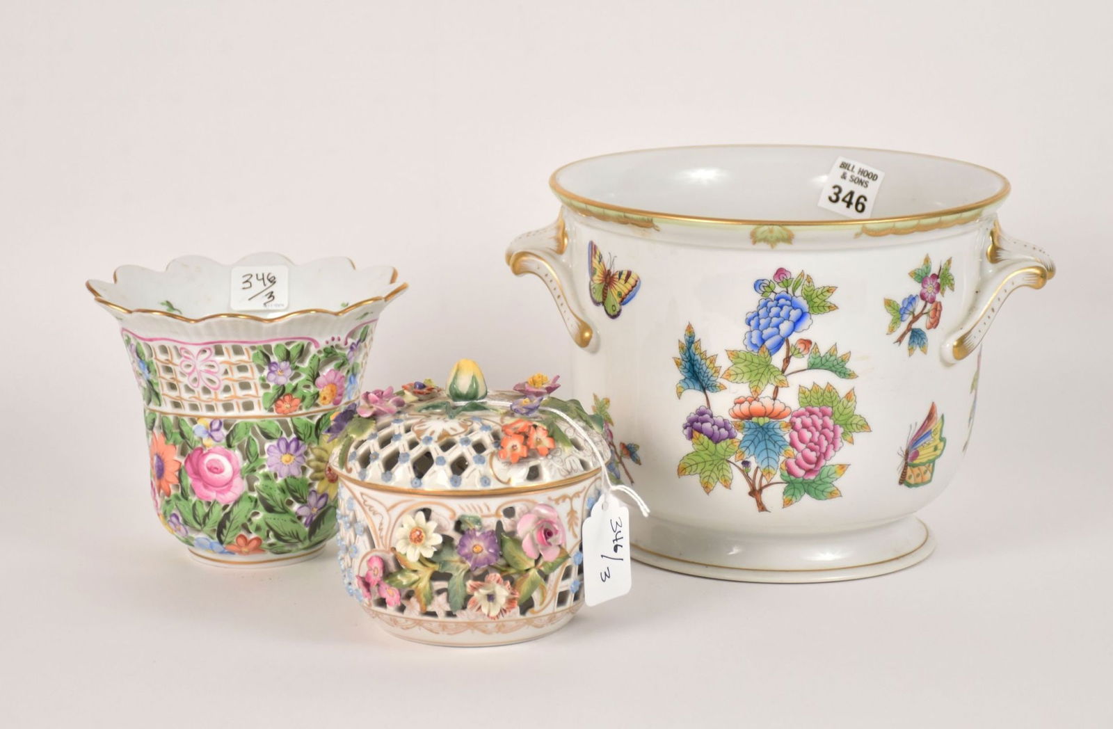 Herend Porcelain Lot, Cache Pot (6 3/4"h), Vase (5"h) and Covered Jar (4"h) (1 of 10)