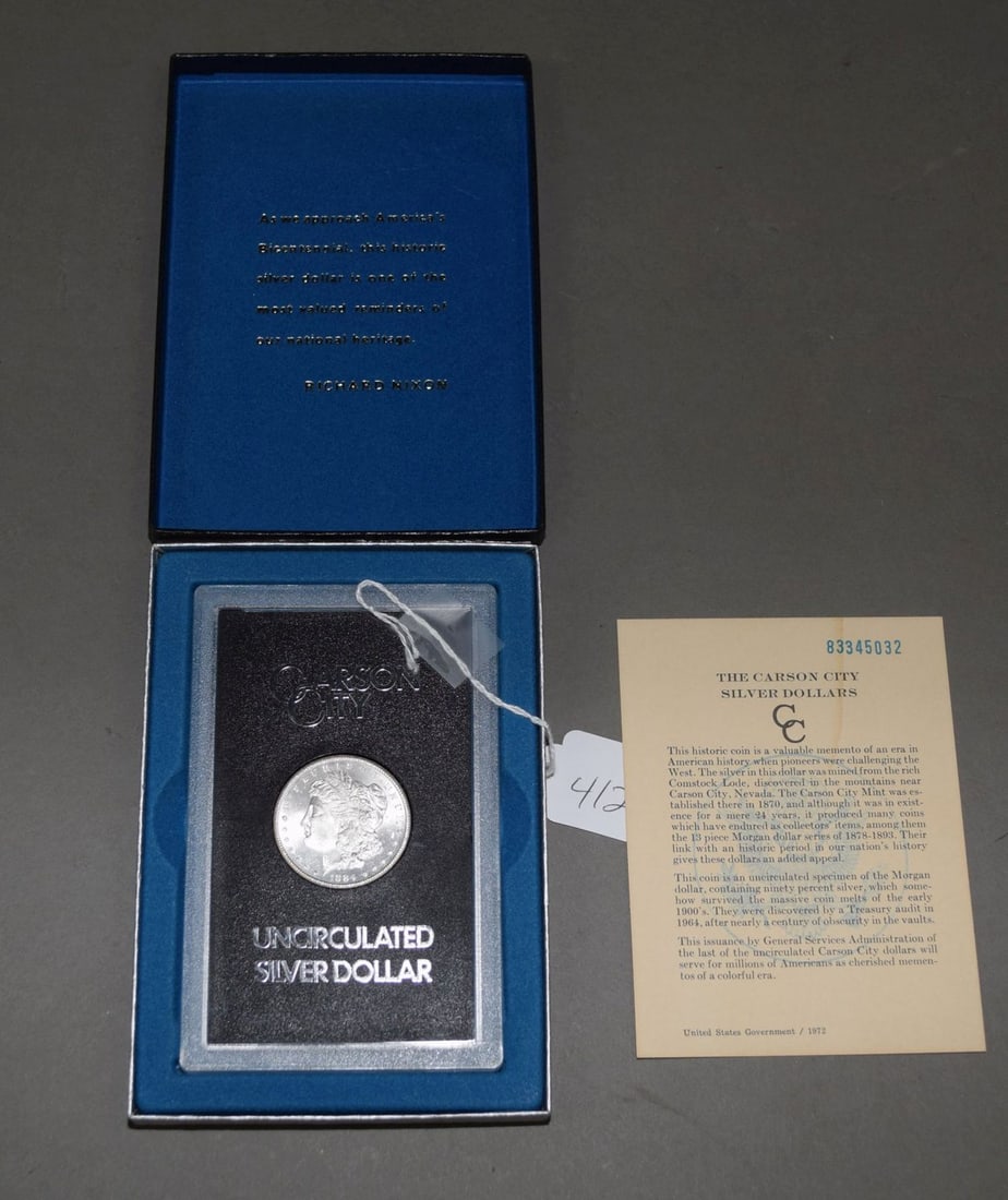 1884 Uncirculated Carson City Silver Dollars. With Certificate (1 of 3)