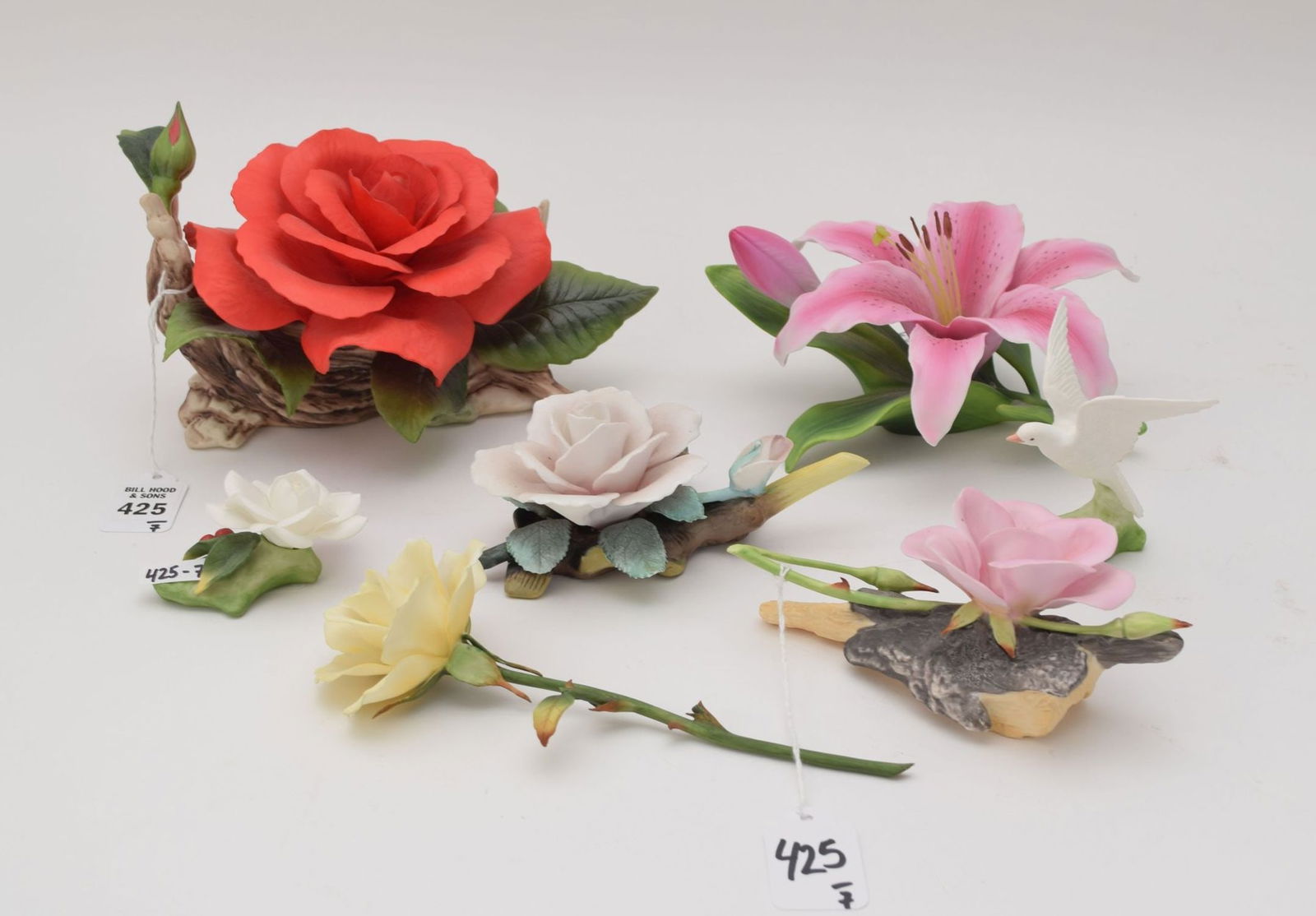 Group of 7 Porcelain Flower Figurines, Boehm - Group of seven porcelain floral figurines by Boehm (1 of 7)