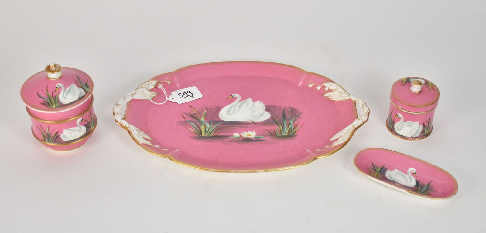4pc. Pink Porcelain Vanity Set (1 of 10)