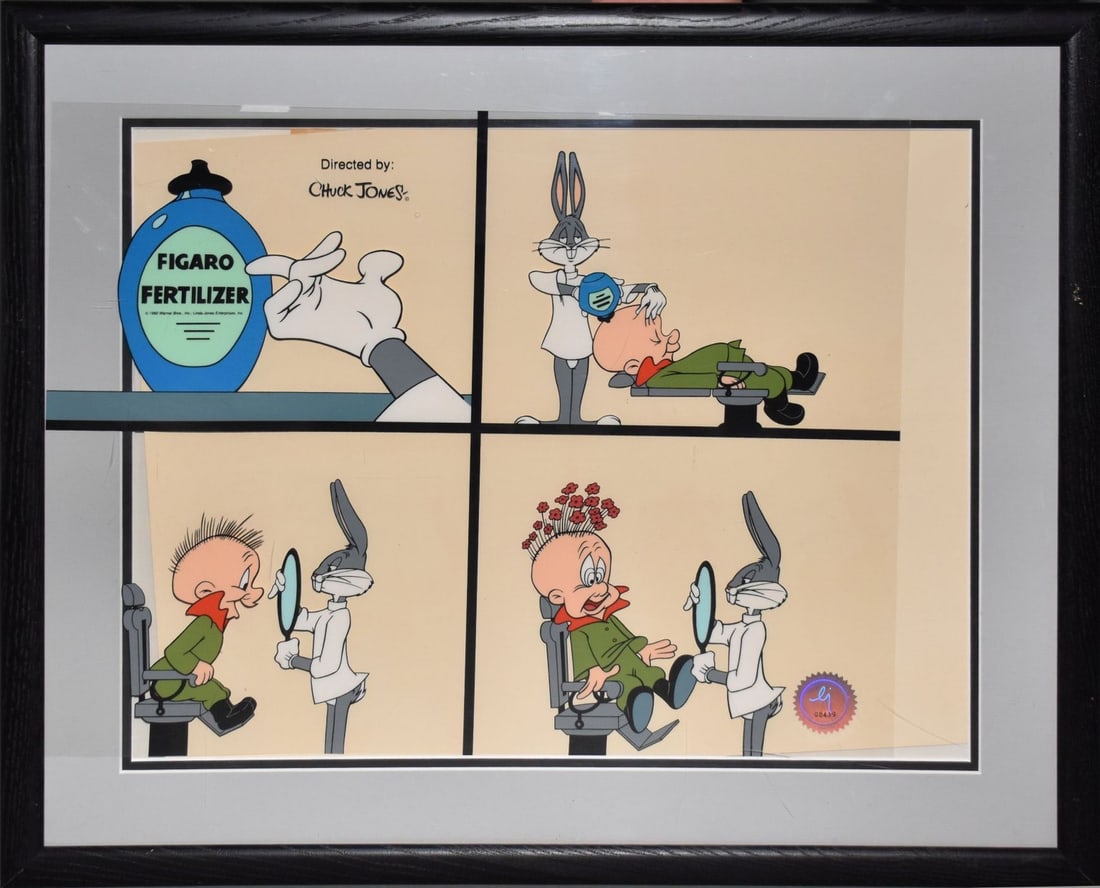 LIMITED EDITION Serigraph Cel Art of Bugs Bunny Figaro Fertilizer Scene from the animated short film (1 of 6)