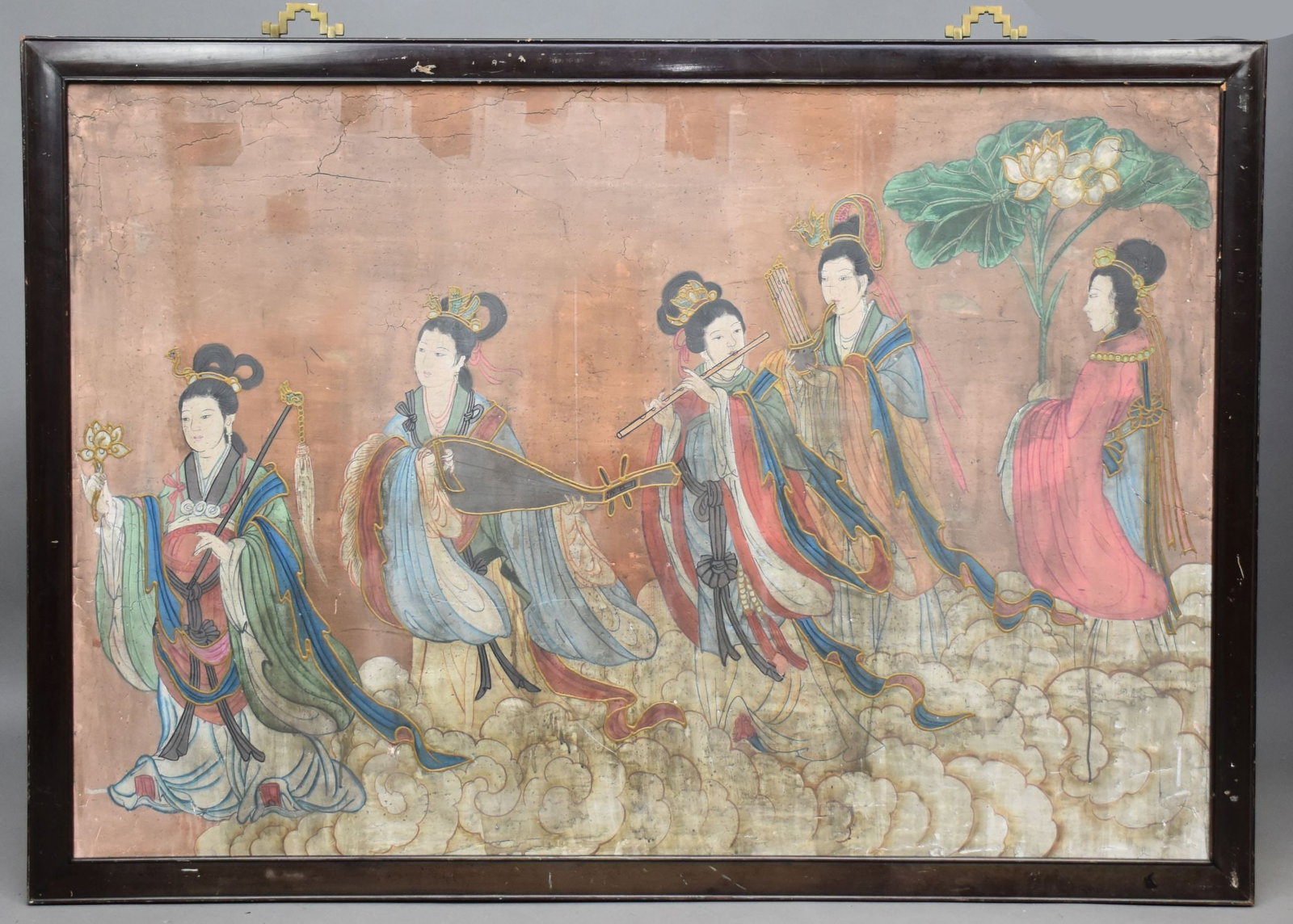 Chinese Temple wall Painting. Temple of Peking MingDynasty Style. 38 x 54 inches (1 of 7)