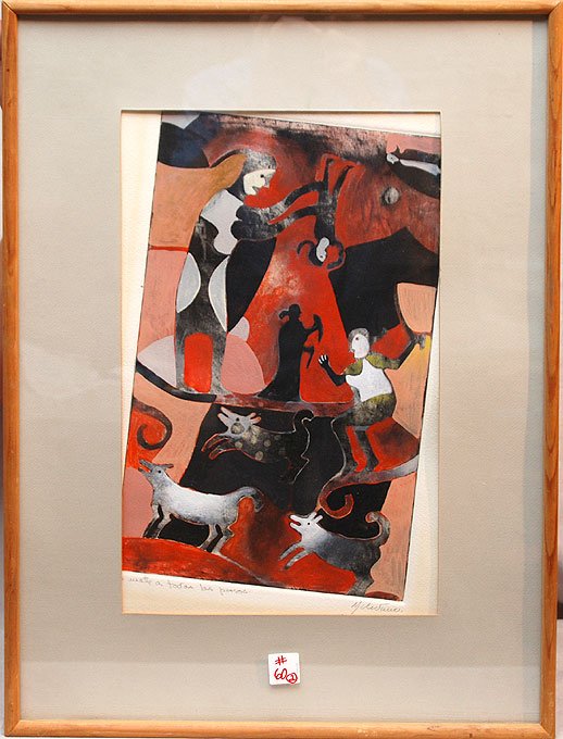 2 Cuban hand Painted etchings, signed illegibly, 10: 2 Cuban hand Painted etchings, signed illegibly, 10" x 9" / 15" x 9"
