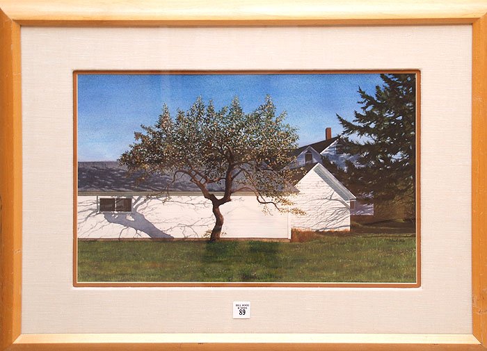 Randy Eckard (American 1949 - ) Watercolor, Maine : Randy Eckard (American 1949 - ) Watercolor, Maine Artist "White Houses" 13" x 20" sight