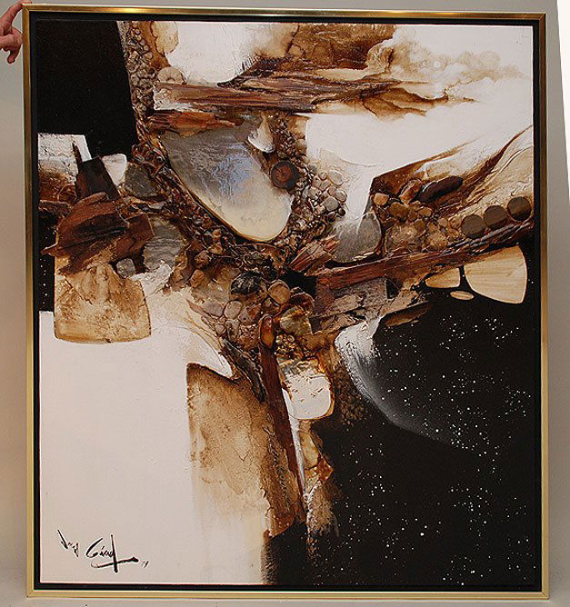 Jonas Gerard (American 20th Century) Collage/Oil C: Jonas Gerard (American 20th Century) Collage/Oil Composition on canvas, 48" x 44"