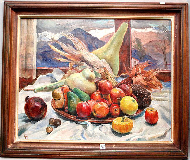 Ejnar Hansen (AMERICAN, 1884-1965) oil on canvas,: Ejnar Hansen (AMERICAN, 1884-1965) oil on canvas, still life, signed & dated 1937 on verso, 24" x 30"